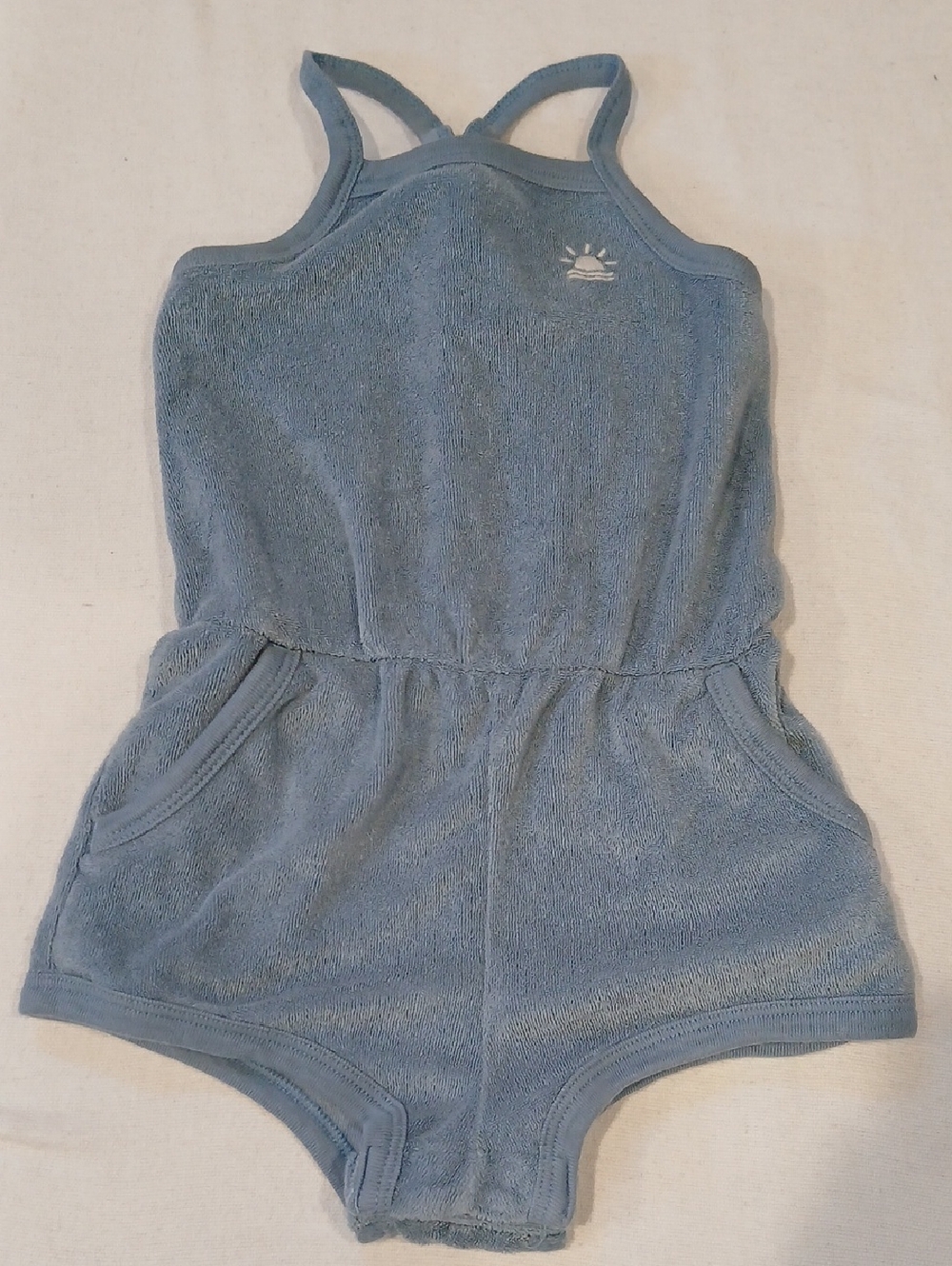 Little Co. Blue Terry Romper One-Piece for Kids - Comfortable Summer Wear